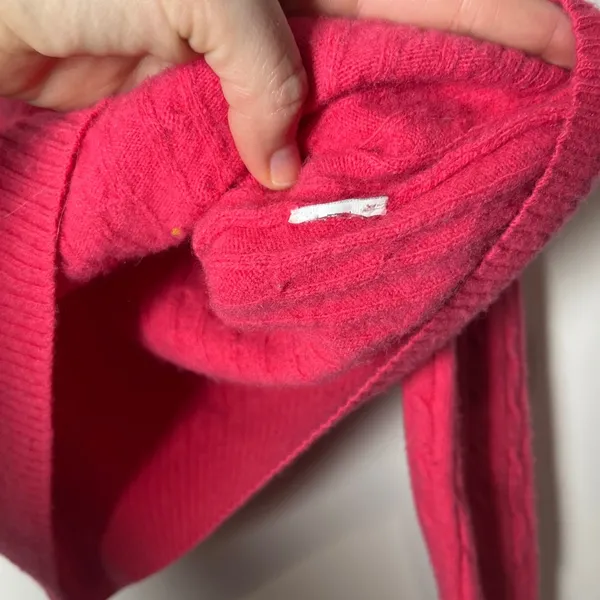 J. Crew Hot Pink Cable Knit Wool Nylon Cashmere Blend Sweater Size Medium - Image 3