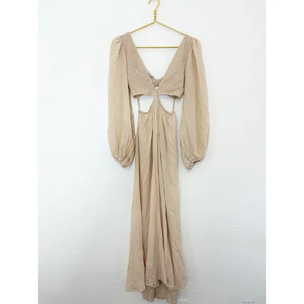 Indah Julie Maxi Dress Size Small Cream Cut Out Boho Lightweight Beach - Image 4