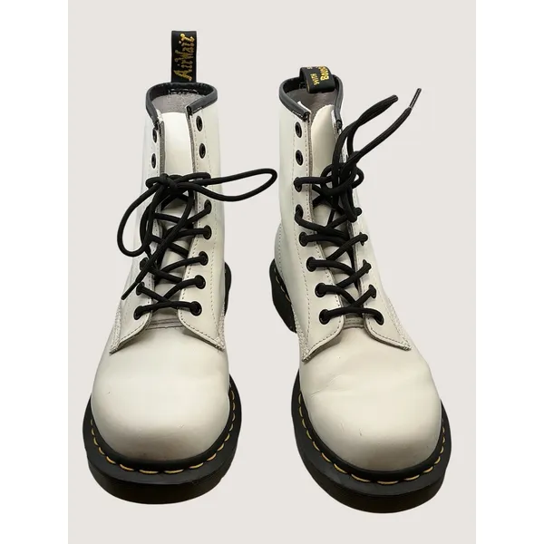 Dr. Martens 11821 1460‎ Smooth White Leather Combat Womens Boots Sz UK 6 US 8 - Image 4