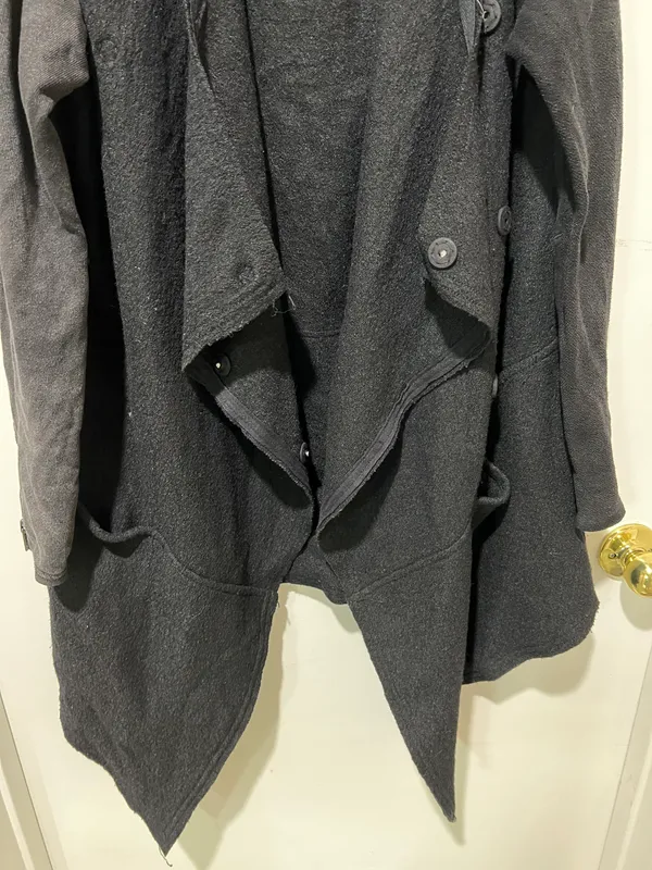 Free People Wool Blend Hood Asymetric Black Jacket Sz L - Image 5