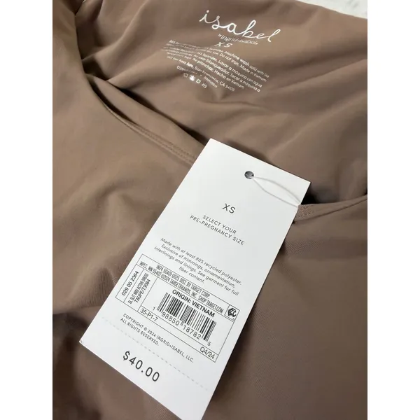 Isabel Maternity Side Slit Midi Active Dress Taupe‎ Brown XS 029-05-2364 - Image 4