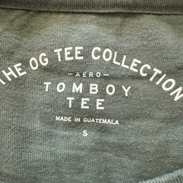 Aeropostale Olive Green Cropped Diagonal Logo Graphic Print Tomboy Crew Tee S - Image 3