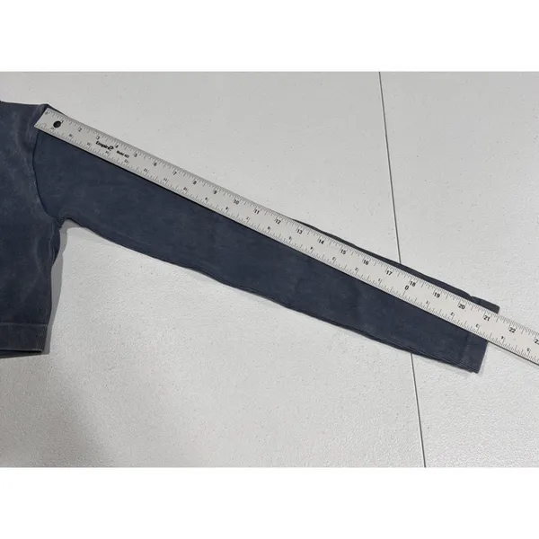 Zara Crop Top Crew Neck Pullover Stretch Long Sleeve Faded Blue Size XS Stylish - Image 7