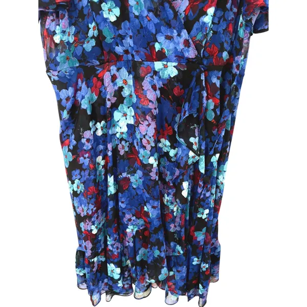 Calvin Klein Women's Floral Chiffon Faux Wrap Flutter Sleeve Dress Blue Size 18W - Image 9