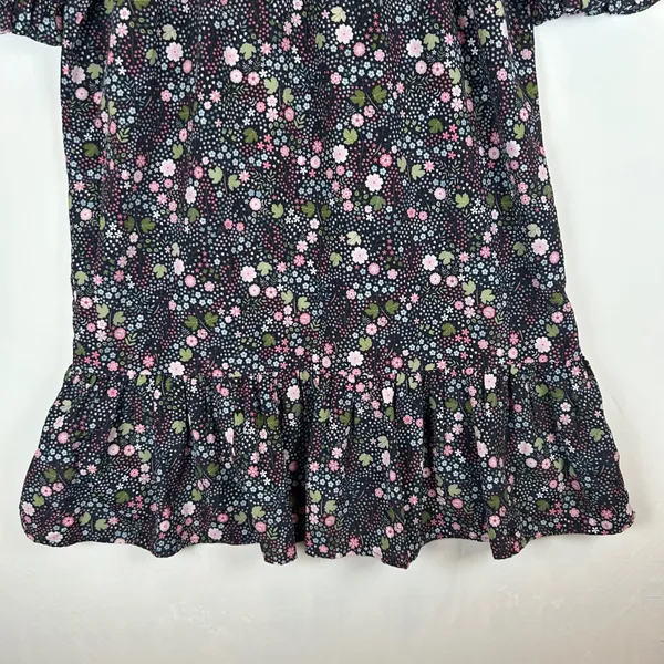 Celina Moon Floral Smocked Mock Neck Puff Sleeve Babydoll Mini Dress Medium - Image 5