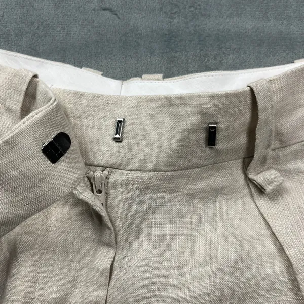ARKET Linen Pleated Wide Leg Trousers 34 Beige 100% Linen Minimalist 1063502-001 - Image 9