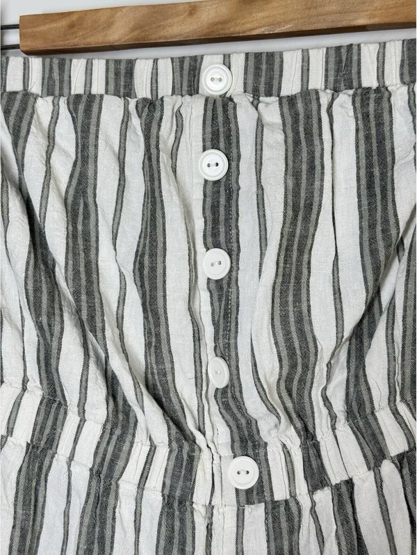 Urban Outfitters Strapless Linen Blend Striped Romper Pockets Size M - Image 4