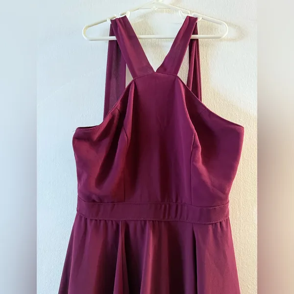 Lulus Wine Red Halter Mini Summer Dress‎ Sleeveless Chiffon Lined Red Size XS - Image 3