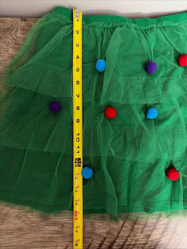 Planet Gold New! Green Tulle Skirt with Colorful light up Pom Poms size S - Image 10
