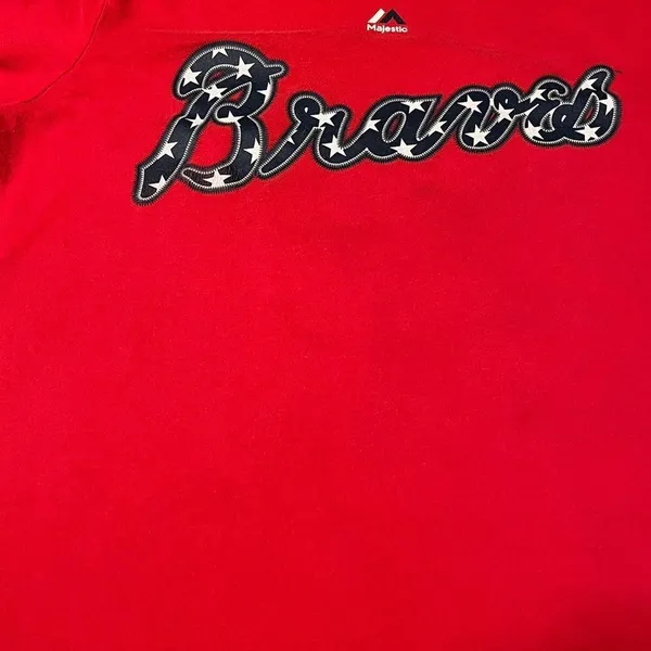 Majestic Atlanta Braves Freddie Freeman ladies red extra large shirt MLB BASEBALL *Flawed - Image 11