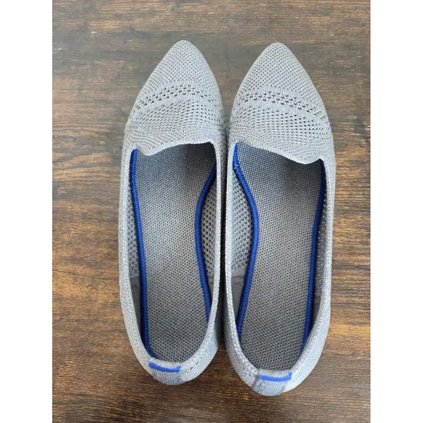 Gray Knit Pointed Toe Ballet Flat Shoes Slip On Preppy Comfy Office School 6 - Image 7