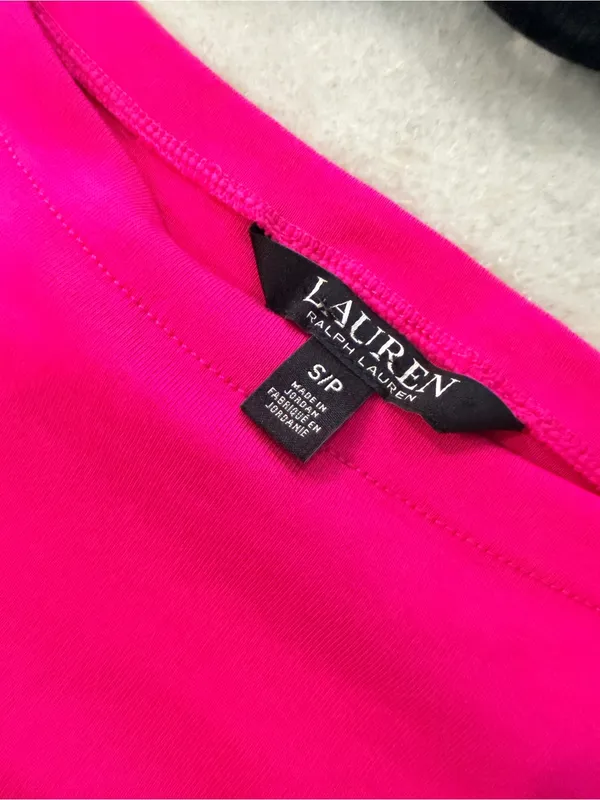 NWOT LRL Lauren Ralph Lauren Size S Pink Boat Neck Cuffed Sleeve Top Cotton - Image 8