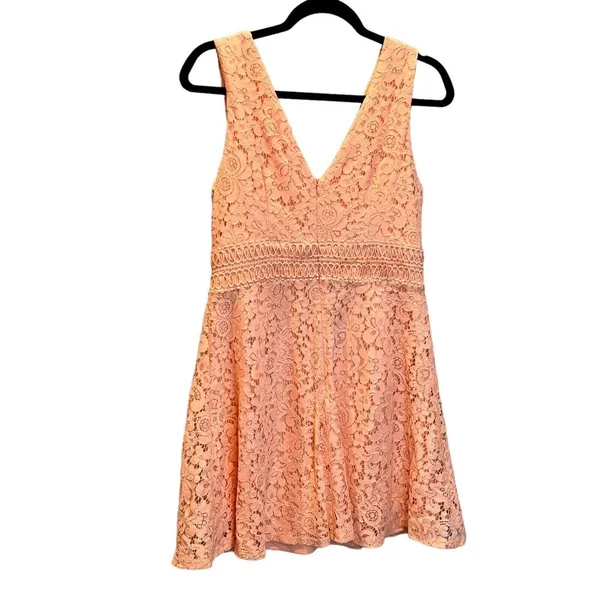 NWT Francesca's Mini A-line Dress Floral Lace Sleeveless Size‎ Medium - Image 3