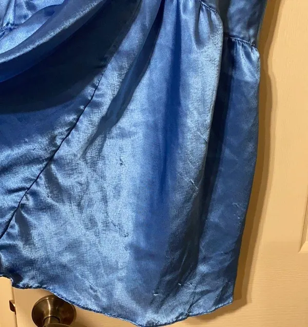 Vintage Kathryn blue silky skirted nightgown, size large - Image 12