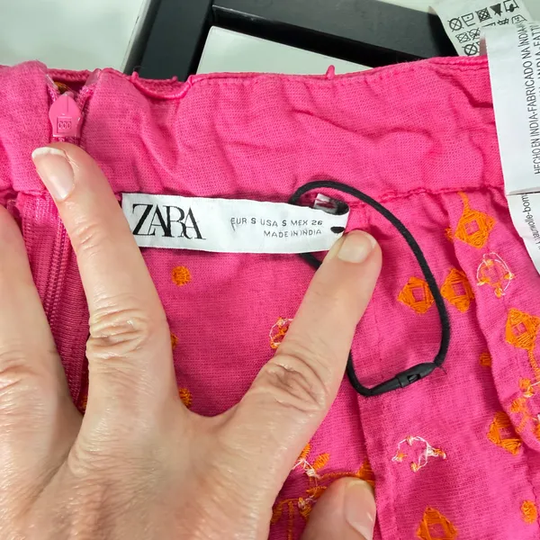 ✨ ZARA Fuchsia Pink Mirror Embroidered Shorts - Boho Festival High-Waisted Size S - Image 16