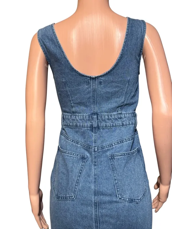 Forever 21 denim square neck midi dress M - Image 6