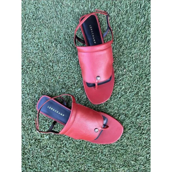 Longchamp’s New Collection of Flat Sandals, Burgundy, Size EU41/US10, NWOT - Image 4