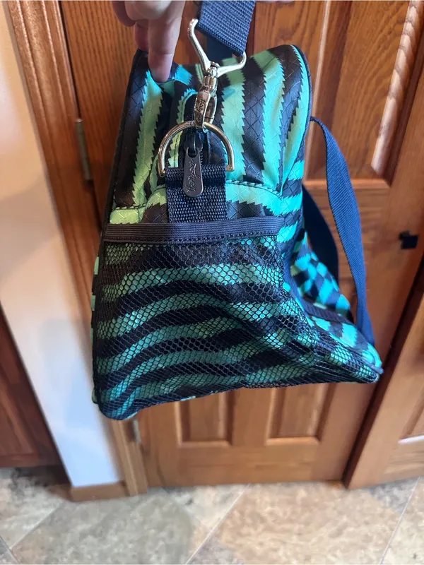 Thirty-One All-In Tote Deep Sea Wave Diaper Bag Gym Travel Beach Blue Stripe - Image 3