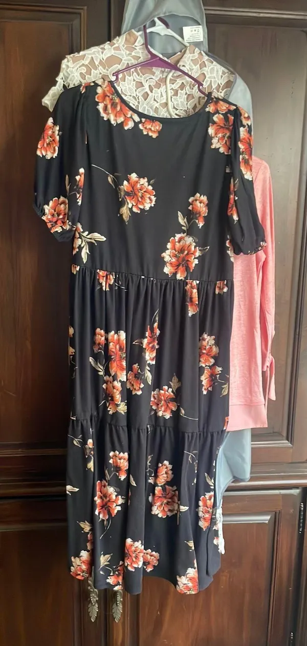 Black & Orange Floral Dress (2XL) - Image 2