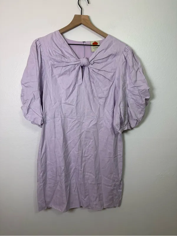 Farm Rio Lilac Short Sleeve Knotted Mini Dress - Image 2
