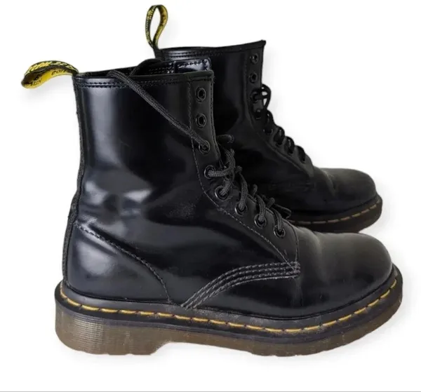 Dr. Martens Black 1460 Size 6 Smooth Leather Lace Up Boots Grunge Punk - Image 13