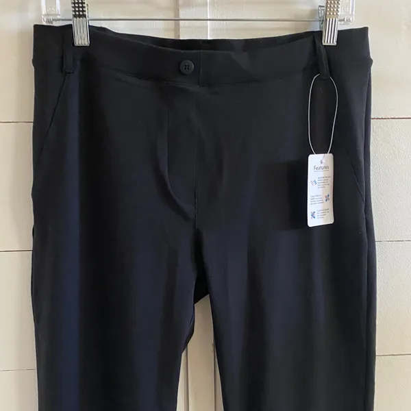 Yogipace Womens‎ Black Straight Leg Dress Pants 4-Way Stretch Workleisure L New - Image 3