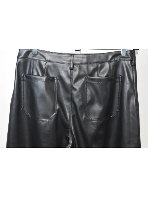 CeCe Black Faux Leather Wide Leg Pants Size L - Image 6
