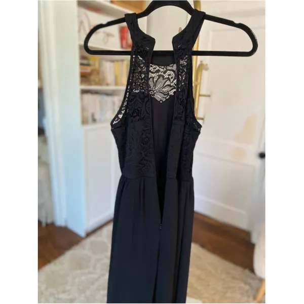 Wedtrend Black Lace Halter Maxi Dress Elegant‎ Formal Wedding Guest S - Image 5