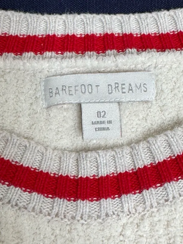 Barefoot Dreams Après Ski Cozy Pullover Sweater Cream Red Size 2 - Image 5
