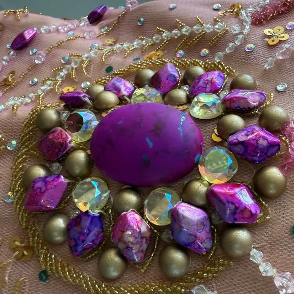 Sherry Haute Couture Halter Formal Gown Beaded Bling Blush Orchid $500 16 - Image 5