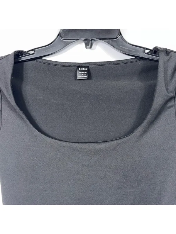 SHEIN Black Scoop Neck Fitted Top Size Small - Image 2