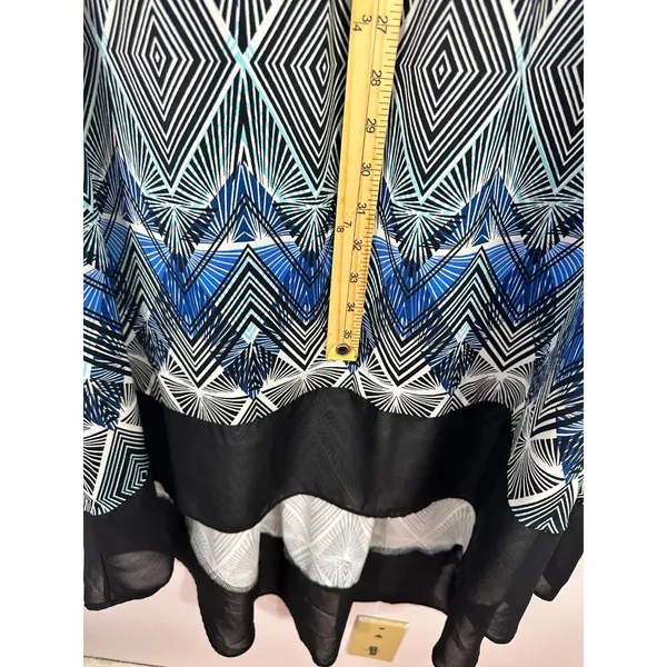 Notations Sleeveless Maxi Dress Womens Plus 1X Blue Geometric Hi Low Boho Resort - Image 4