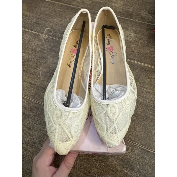 Penny Loves Kenny Knot Lace Ballet Flat White/Ivory‎ Size 8 Embroidered Fairy - Image 4