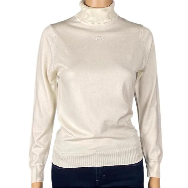 GIVENCHY Sport Vintage 70s Ivory GG Logo Turtleneck Sweater Zipper FLAW Small? - Image 2