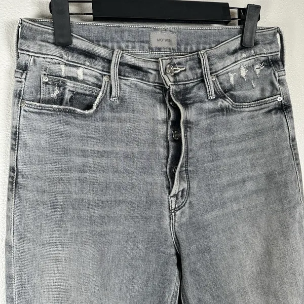 Mother Button Fly Dazzler Ankle Jeans Womens 26 Shadows In The Grass Gray Heart - Image 3