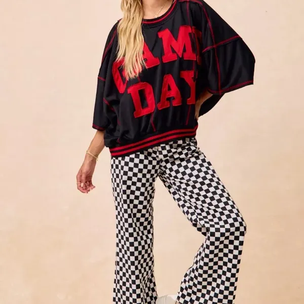 BiBi Gameday Theme Checkered Printed‎ Pants Size XL - Image 5