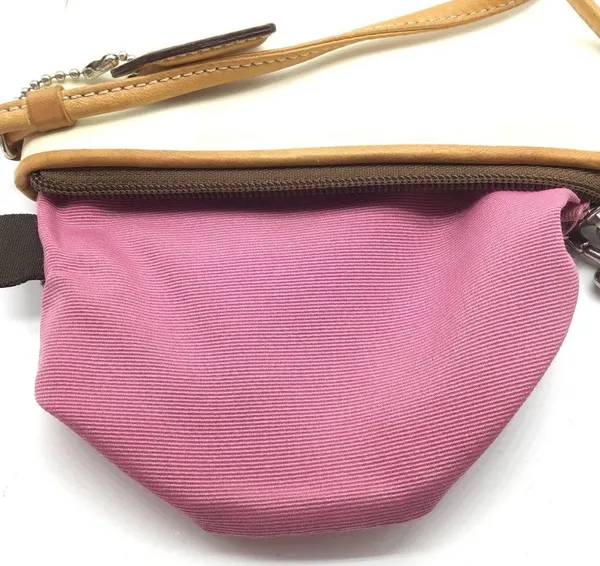 COACH white canvas w/brown trim wristlet - Image 8