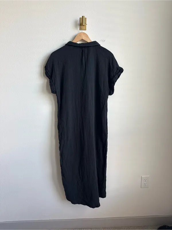 World Market Cotton Gauze Midi Shirt Dress Black Charcoal L/XL - Image 7