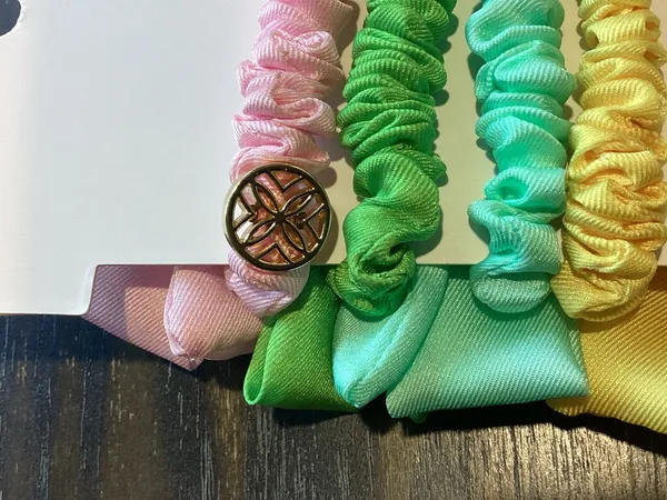 Lilly Pulitzer 4 Pack Pastel Bow Scrunchies Pink, Green, Aqua, Yellow - Image 3