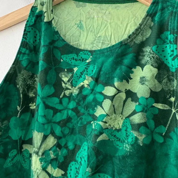 OFFLINE By Aerie Real Me XTRA Twist Crop Tank Top Jade‎ Floral Green Butterfly - Image 3