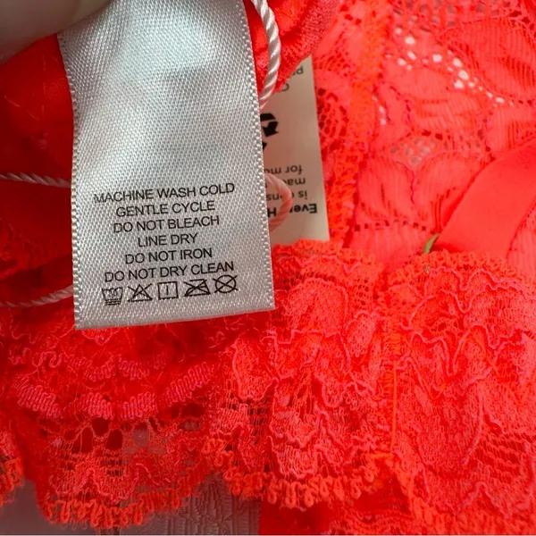 We Are HAH Chi‎ Bralette Fried Salmon Pink Floral Lace Sheer Adjustable XS NEW - Image 12