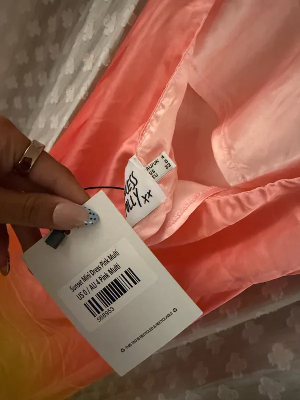 Princess Polly Pink Orange Yellow Low Back Mini Dress - Image 4