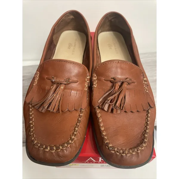 Anne Klein Graceanns Iflex‎ tobacco leather 9 1/2 M women's slip on tassels - Image 5
