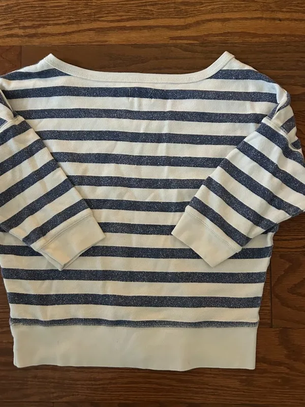 Aerie Scoop Neck Striped Lightweight Sweatshirt Size Large Drop Shoulder Comfy - Image 10