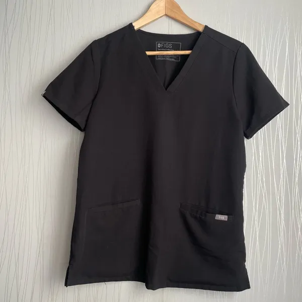 Scrub Top Casma Three Pocket Women's Small Black Technical Uniform Shirt - Image 2