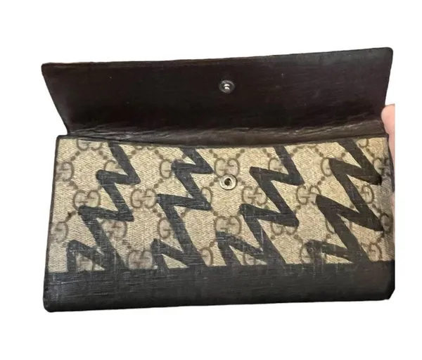 Gucci continental wallet lightning bolt in Navy w/COA vintage Rare - Image 15