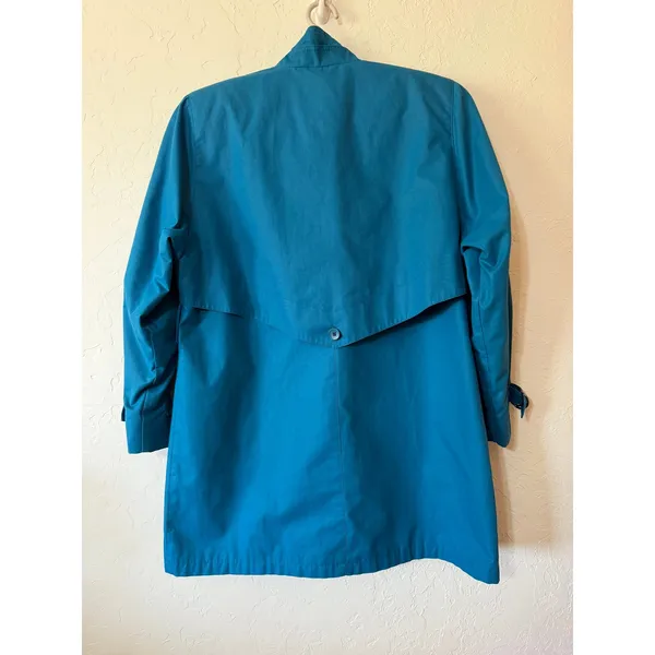 Vintage London Fog Teal Blue Trench Coat Rain Jacket Funnel Neck 12 Reg - Image 2