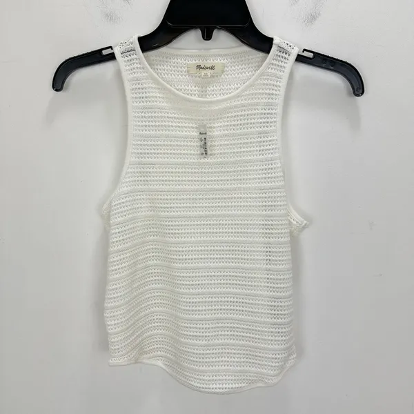 Madewell Crochet Knit Cutaway Tank Cropped Lighthouse Cotton Blend Cream XS NWT - Image 6