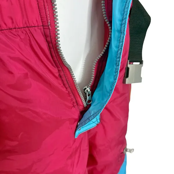 Vintage 90s Blue Pink Checkerboard Hooded Ski Suit One Piece Size S *GOOD* - Image 9