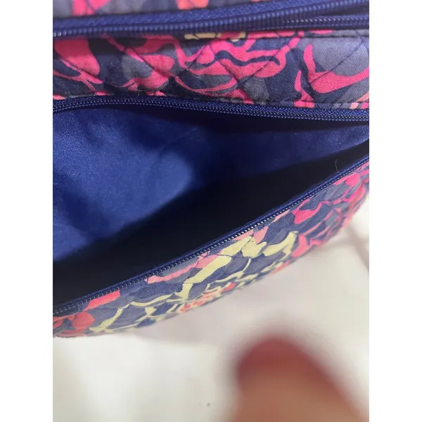 Vera Bradley‎ Crossbody Bag Quilted Floral Zipper Pockets Boho Navy Pink 11x11" - Image 4